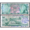 FIJI 50 CENTS 1971 P-64b USED SERIAL 8249