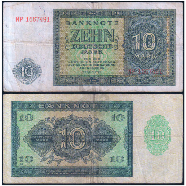 GERMAN DEM. REP. 10 DEUTCHE MARK 1948 P-12b USED