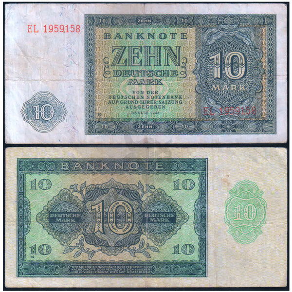 GERMAN DEM. REP. 10 DEUTCHE MARK 1948 P-12b USED