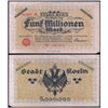 GERMANY NOTEGELT 500000 & 5000000 MARKS 2 NOTES XF