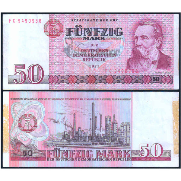 GERMAN DEM. REP. 50 MARK 1971 P-30 USED (TAPE MARK)