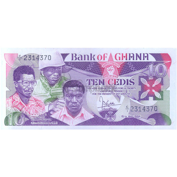 GHANA 10 CEDIS 1984 P-23 UNC