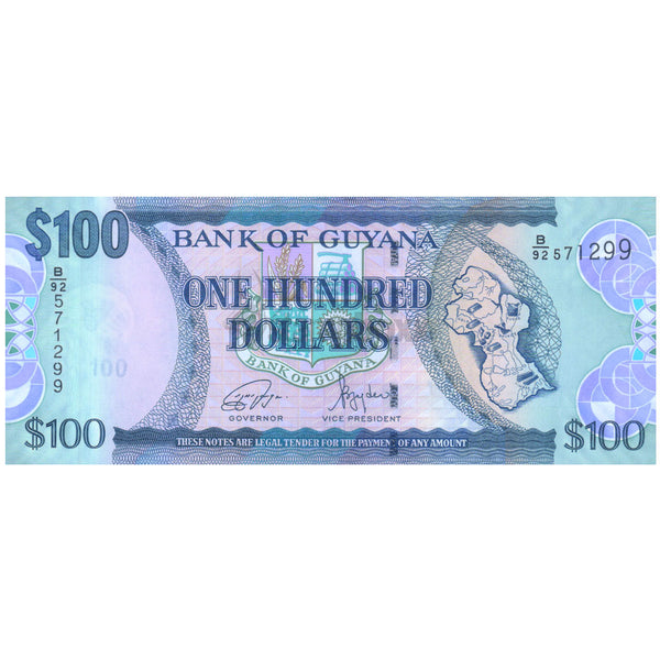 GUYANA 100 DOLLARS 2022 P-36e UNC
