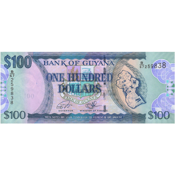 GUYANA 100 DOLLARS 2022 P-36e UNC