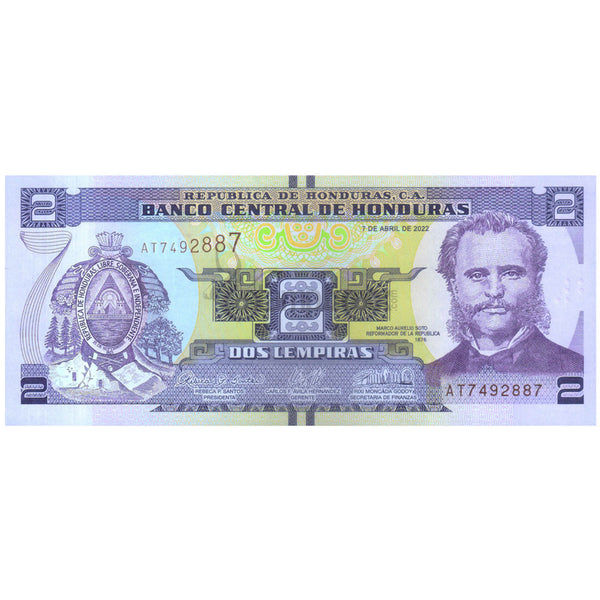 HONDURAS 2 LEMPIRA 2022 P-97 UNC