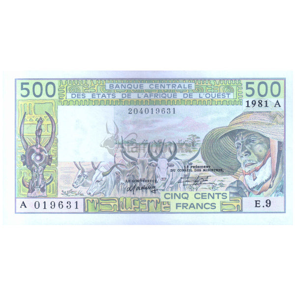IVORY COAST 500 FRANCS 1981 P-106Ac UNC