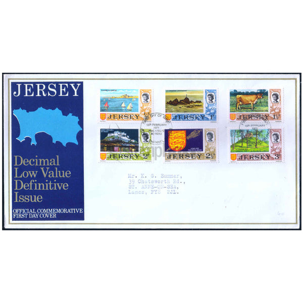 JERSEY DECIMAL LOW VALUE DEFINITIVES 1971 v6 FDC