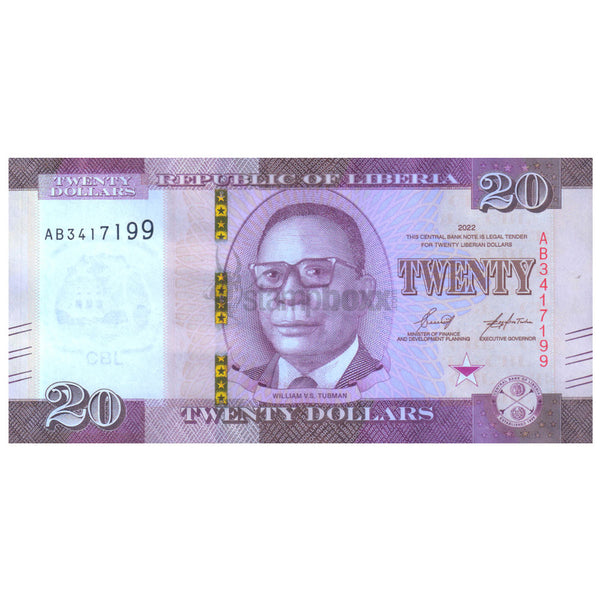 LIBERIA 20 DOLLARS 2022 P-W39 UNC
