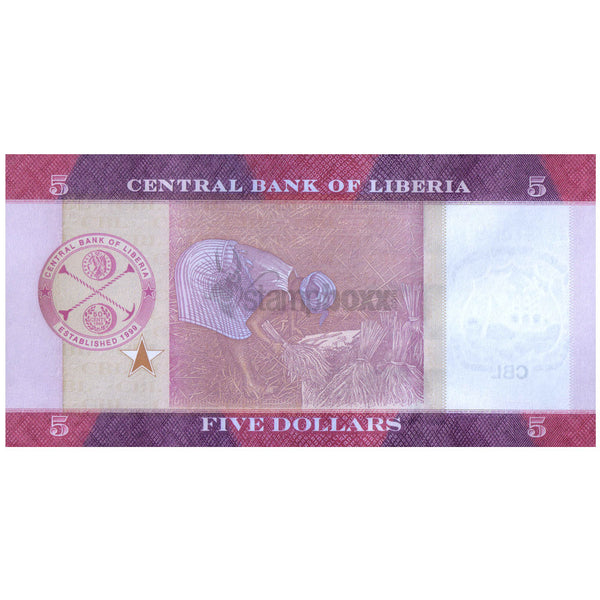 LIBERIA 5 DOLLARS 2017 P-31 UNC