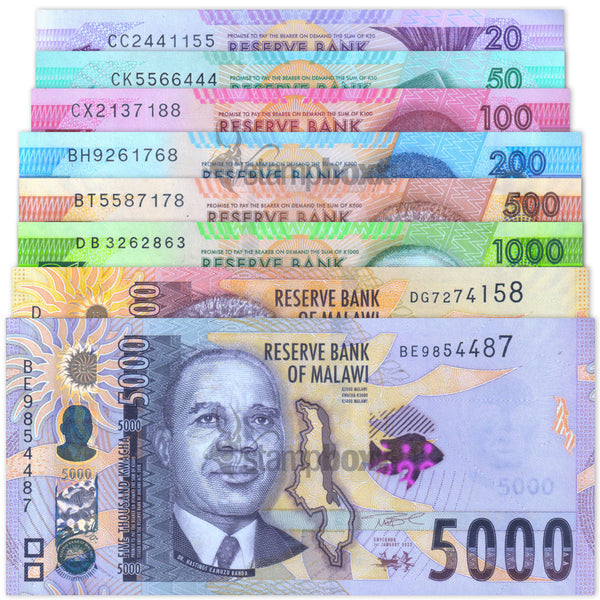 MALAWI CURRENT FULL SET 2020-2024 UNC