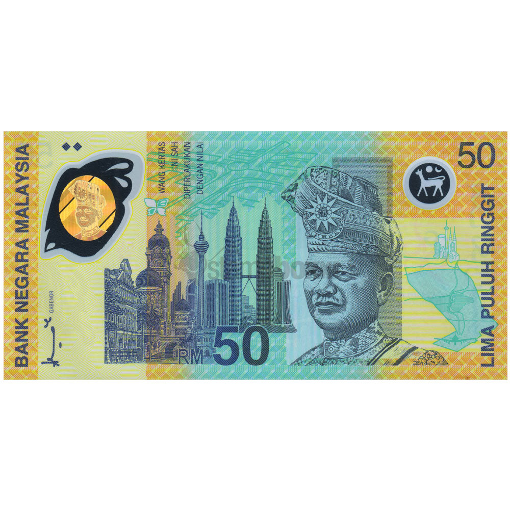 50 Ringgit Sticker MALAYSIA 50 RINGGIT 1998 P-45 UNC POLYMER WITH FOLDER – Stampboxx
