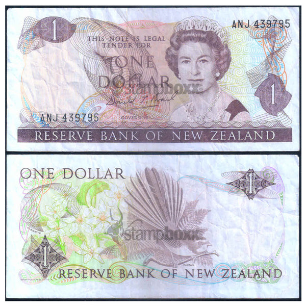 NEW ZEALAND 1 DOLLAR 1981-1992 P-169c USED GRADE