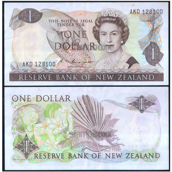 NEW ZEALAND 1 DOLLAR 1981-1992 P-169b XF GRADE