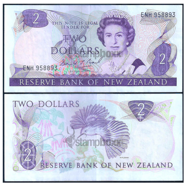 NEW ZEALAND 2 DOLLARS 1981-1992 P-170c USED GRADE