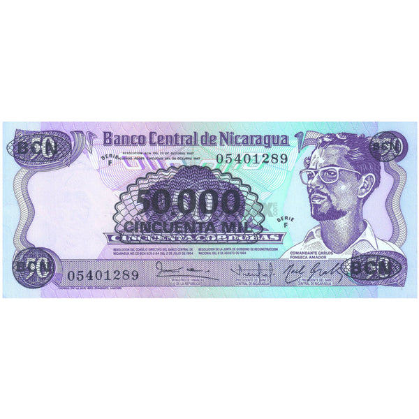 NICARAGUA 50000 CORDOBAS 1987 P-148 UNC