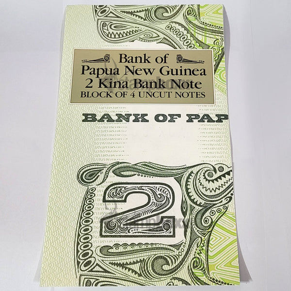 PAPUA NEW GUINEA 2 KINA 1989-91 P-5c UNC 4xUNCUT FOLDER