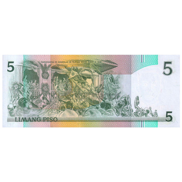 PHILIPPINES 5 PISO 1985-94 P-168a UNC