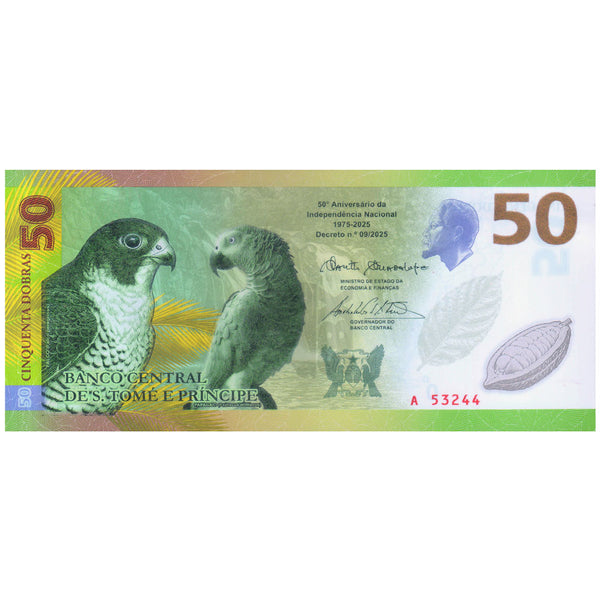 SÃO TOMÉ E PRÍNCIPE 50 DOBRAS 2025 P-W82 POLYMER UNC