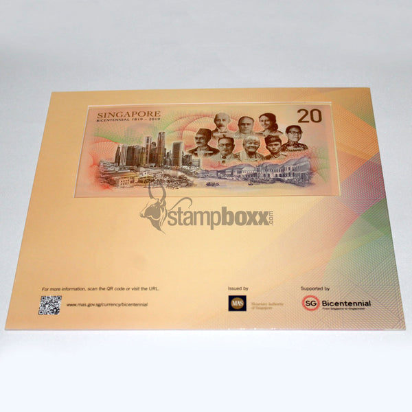 SINGAPORE 20 DOLLARS 2019 P-W63 UNC WITH FOLDER