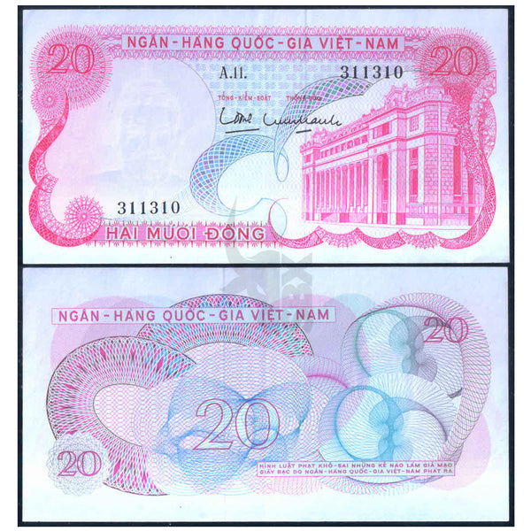 SOUTH VIETNAM 20 DONG 1969 P-24 aUNC GRADE