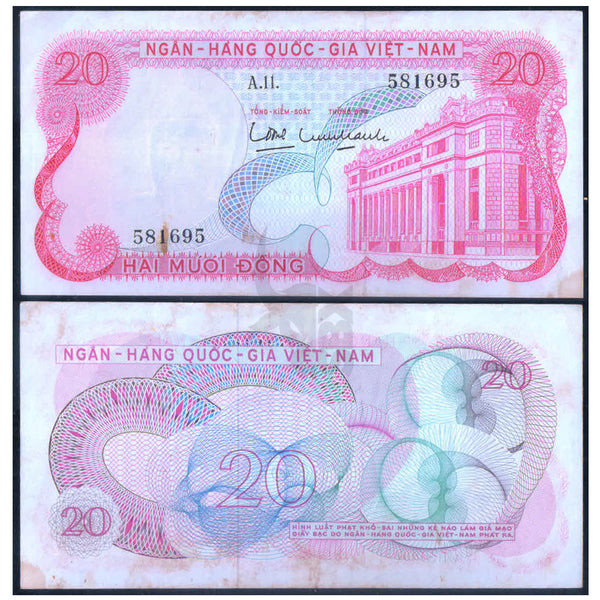 SOUTH VIETNAM 20 DONG 1969 P-24 XF GRADE
