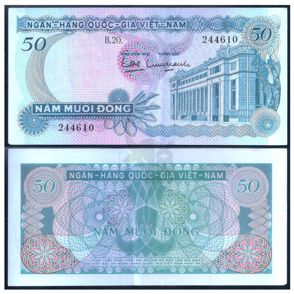 SOUTH VIETNAM 50 DONG 1969 P-25 XF GRADE