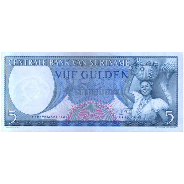 SURINAME 5 GULDEN 1963 P-120 UNC