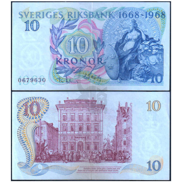 SWEDEN 10 KRONER 1968 P-56 XF - COMMEMORATIVE