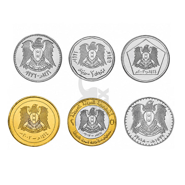 SYRIA 1-2-5-10-25-50 POUNDS 1996-2018 UNC