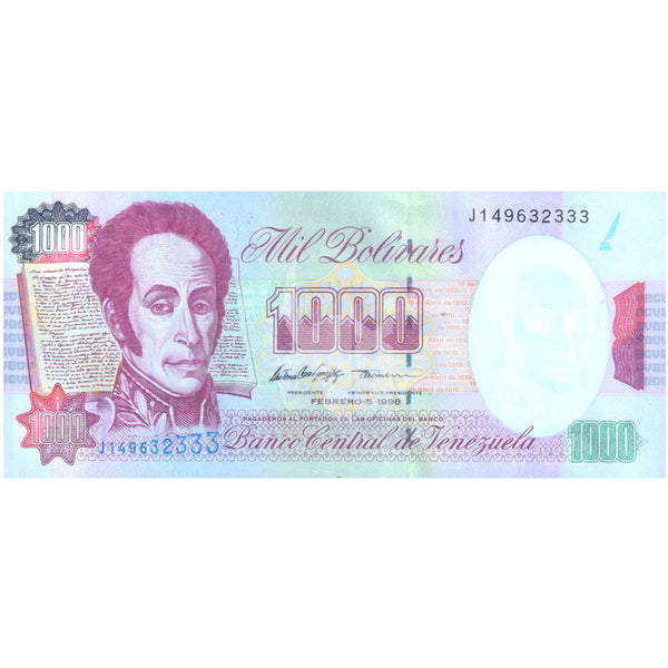 VENEZUELA 1000 BOLIVARES 1998 P-76c UNC