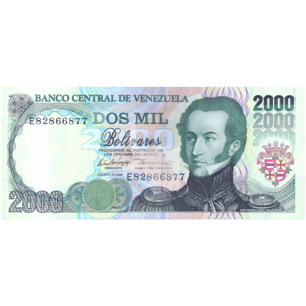 VENEZUELA 2000 BOLIVARES 1998 P-77c UNC