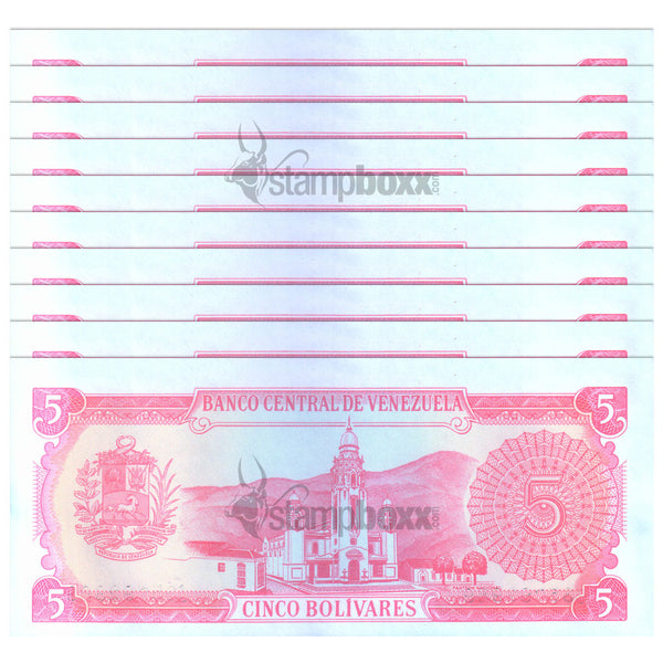 VENEZUELA 5 BOLIVARES 1989 P-70 UNC x10Pcs