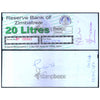 ZIMBABWE 20 LITERS -TYPE2 - UTILIZED / aUNC