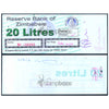 ZIMBABWE 20 LITERS -TYPE2 - UTILIZED / aUNC