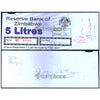 ZIMBABWE 5 LITERS - UTILIZED / aUNC