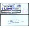 ZIMBABWE 5 LITERS - UTILIZED / aUNC