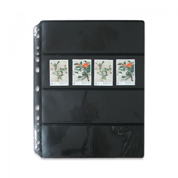 Black - Stamp / Banknote Album Refill  4-Divider Pack of 5 