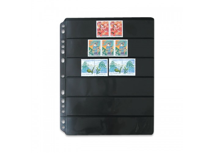Black - Stamp / Banknote Album Refill  6-Divider Pack of 5 