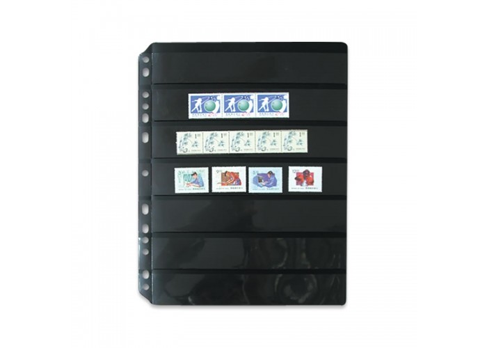 Black - Stamp / Banknote Album Refill  7-Divider Pack of 5 