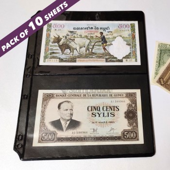 Indian Made - Black - Banknote Album Refill  2-pocket Pack of 10