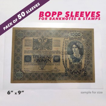 BANKNOTE SLEEVES - 6 inches * 9 inches