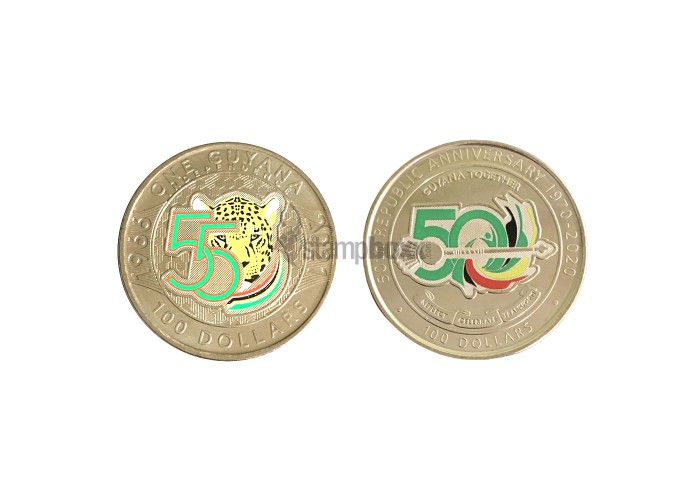 GUYANA 100 DOLLARS 2020 & 2021 UNC - COLOR COIN SET
