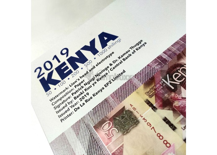 KENYA 2019 FULL SET IN FOLDER 50-100-200-500-1000 SHILLINGS