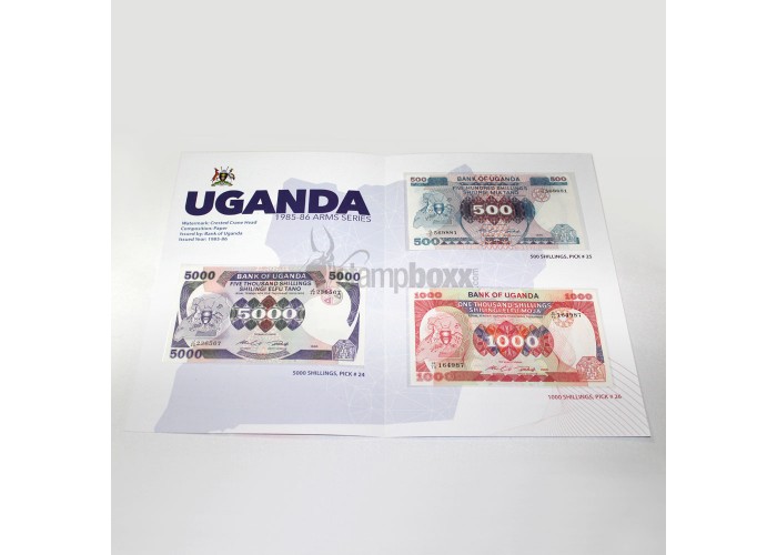 UGANDA 5000-500-1000 SHILLINGS 1985-86 UNC