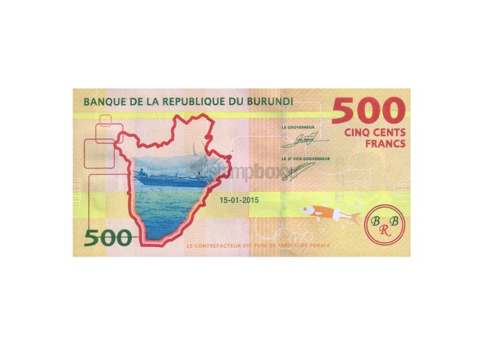 BURUNDI 500 FRANCS 2015 P-50 UNC