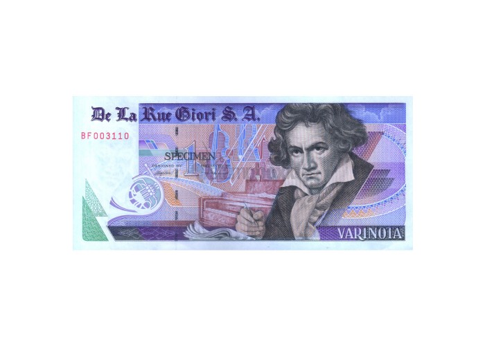 TEST NOTE - DE LA RUE - BEETHOVEN - 1 SPECIMEN  UNC - RARE