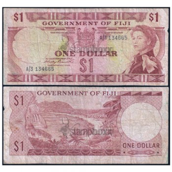 FIJI 1 DOLLAR 1971 P-65a USED SERIAL# 4665