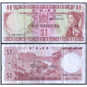 FIJI 1 DOLLAR 1974 P-71a USED SERIAL# 6133