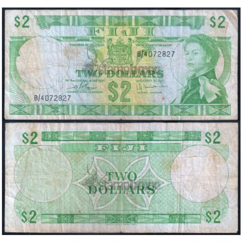 FIJI 2 DOLLARS 1974 P-72c USED SERIAL# 2827