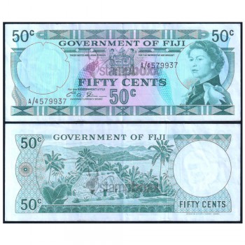 FIJI 50 CENTS 1971 P-64b XF GRADE SERIAL# 9937